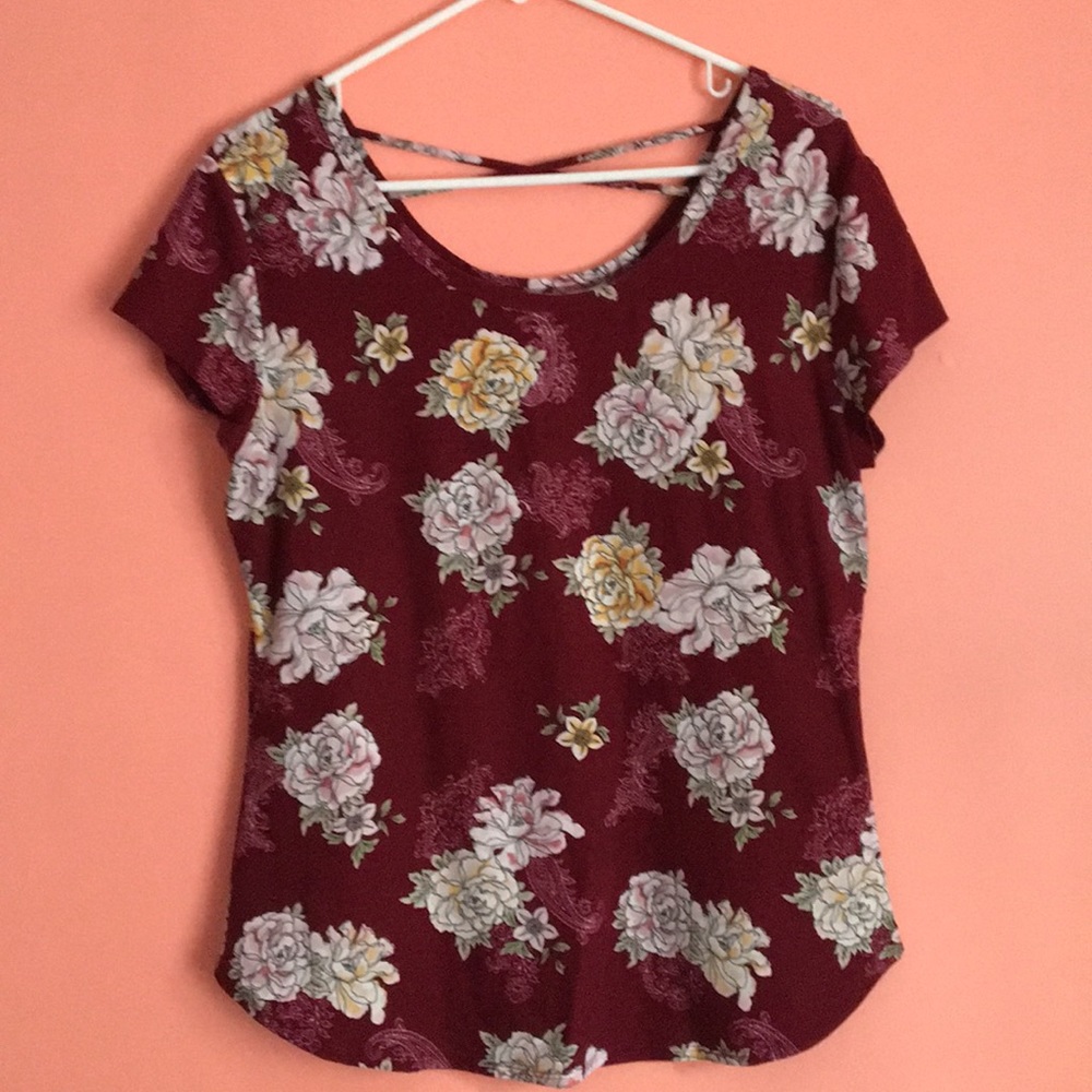 Maroon floral shirt